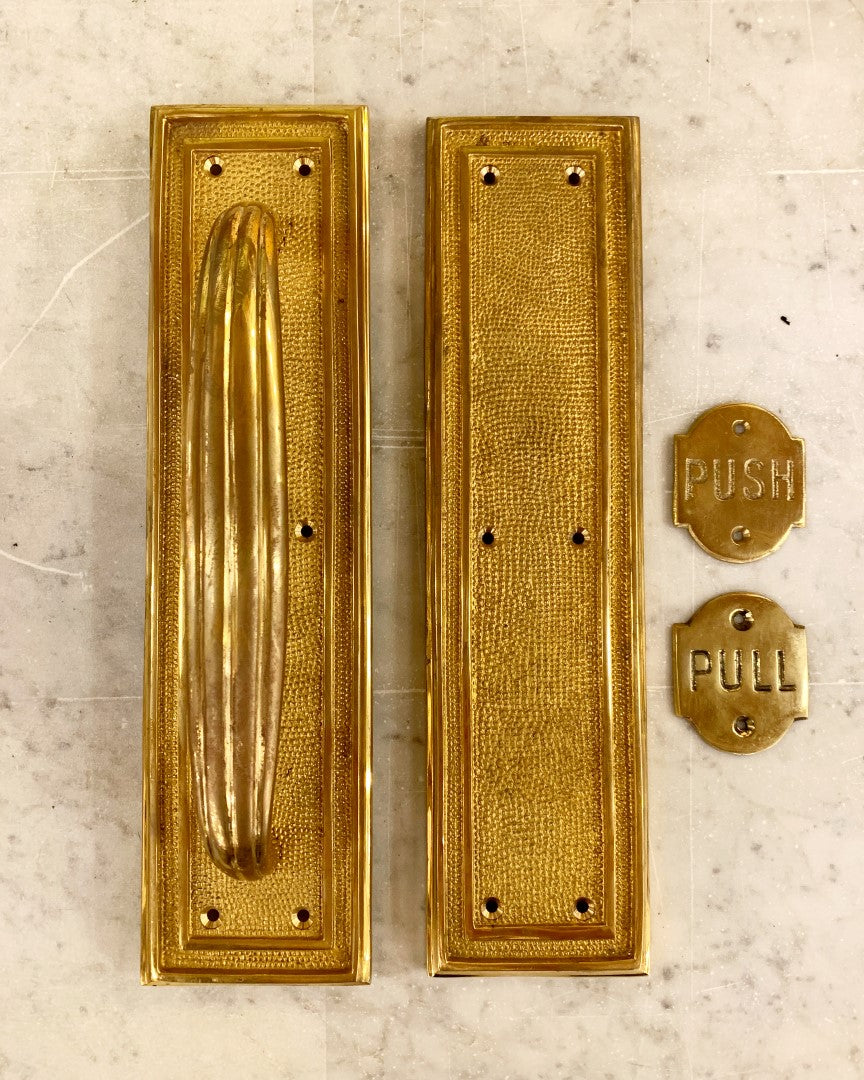 レア　50s Ken L Ration Door Push Pull Aluminum Pull Handle & Backing Plate | Discount Door Hardware