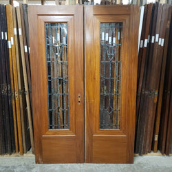 Antique Pair Doors - Leaded Glass (52" x 80")