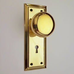 Doorknob Set - Plain Knob on Lined Plate