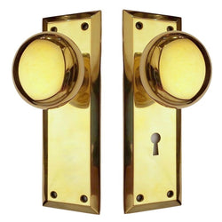 Doorknob Set - Plain Knob on Beveled Plate (7")