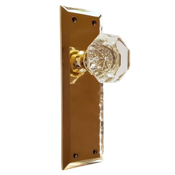 Doorknob Set - Large Glass Doorknob on Cast Beveled Plate (8