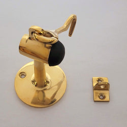 Floor Doorstop - Brass with Hook