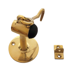 Floor Doorstop - Brass with Hook
