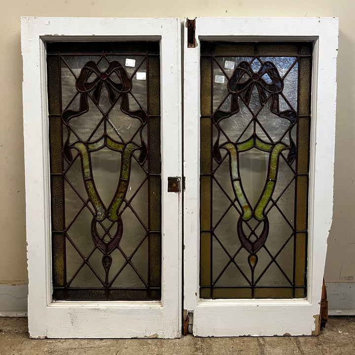 Pair Stained Glass Cabinet Door (32½