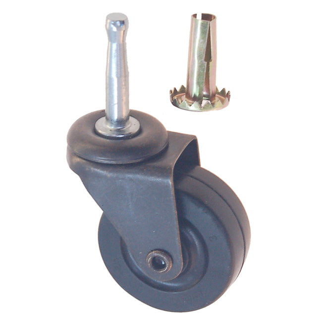 Ball Bearing Grip-Neck Caster - Rubber Wheel