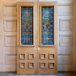 Antique Pair Doors - Stained Glass (50" x 87")