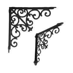 15" Ornate Shelf Bracket - Black