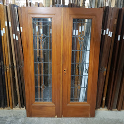 Antique Pair Doors - Leaded Glass (52-½" x 79-½")