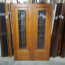 Antique Pair Doors - Leaded Glass (52" x 79-¾")