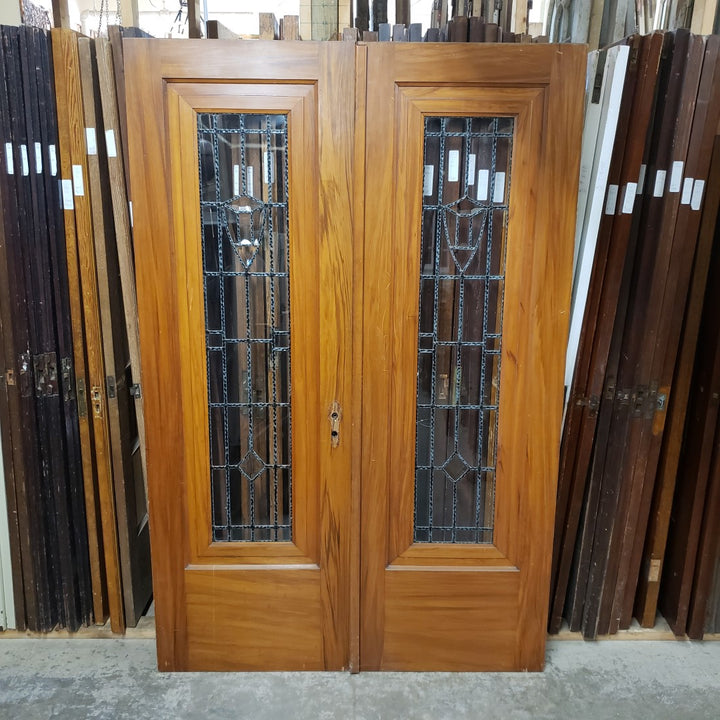 Antique Pair Doors - Leaded Glass (52