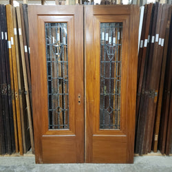Antique Pair Doors - Leaded Glass (52" x 80")