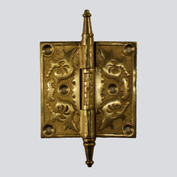 Victorian Hinge: 3-½" Brass Vine with Steeple Finials