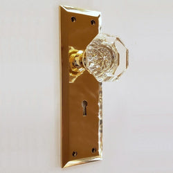 Doorknob Set - Large Glass Doorknob on Cast Beveled Plate