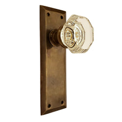 Doorknob Set - Large Glass Knob on Beveled Plate